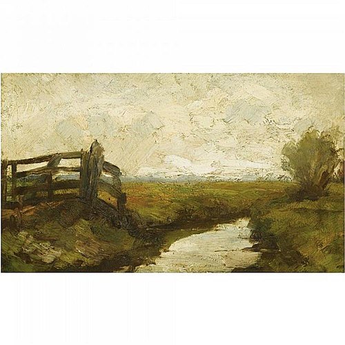 Irrigation ditch with wood gate at left, 1894, Piet Mondrian
