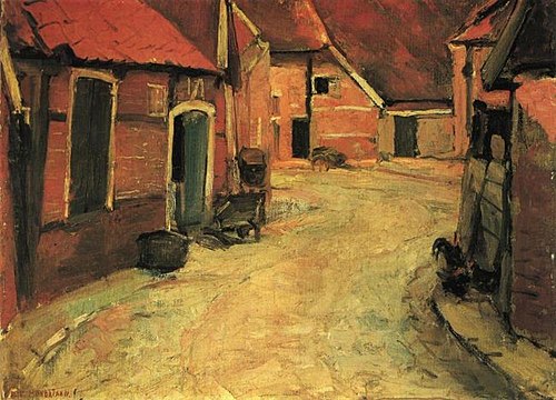 The Lappenbrink, view toward the Nieuwstraat, oil sketch, 1899, Piet Mondrian