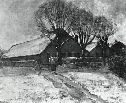 Winter landscape with three farm buildings, 1899, Piet Mondrian