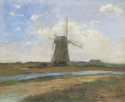 Windmill in sunlight near a stream, 1897, Piet Mondrian