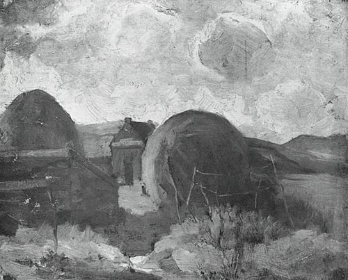 Farm sheds and haystacks in the dunes, 1899, Piet Mondrian