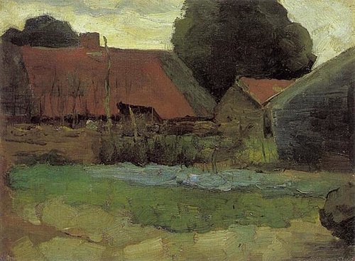 Farmstead in Het Gooi with three buildings, 1898, Piet Mondrian
