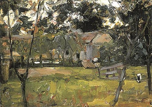 Farmyard in Het Gooi flanked by saplings, 1901, Piet Mondrian