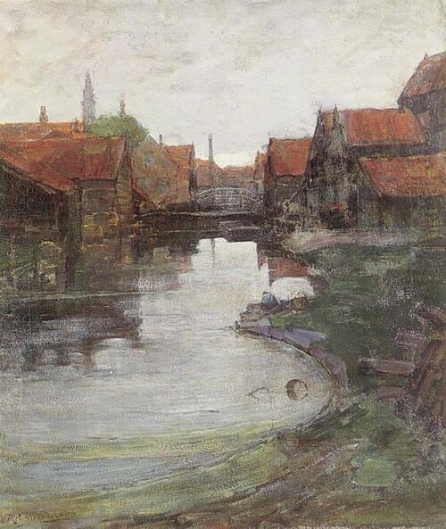 Lange Bleekerssloot with tower of the West Church, 1898, Piet Mondrian