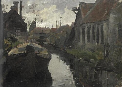 Lange Bleekerssloot with barge, 1898, Piet Mondrian