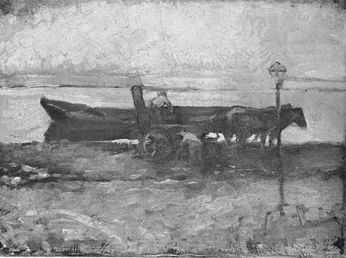 Moored barge with horses, 1899, Piet Mondrian