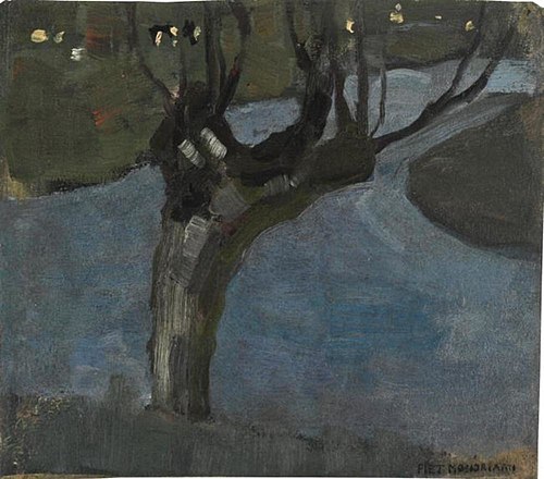 Irrigation ditch with mature willow, 1900, Piet Mondrian