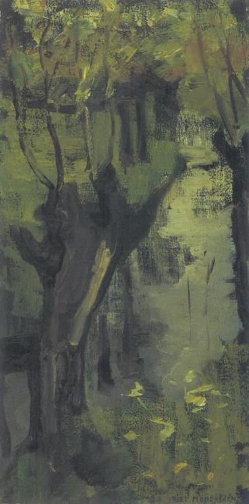 Irrigation ditch with pollarded willows, 1901, Piet Mondrian