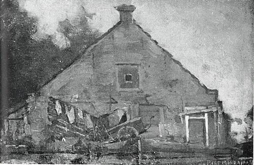 House on the Gein, 1741, reversed sketch, 1900, Piet Mondrian