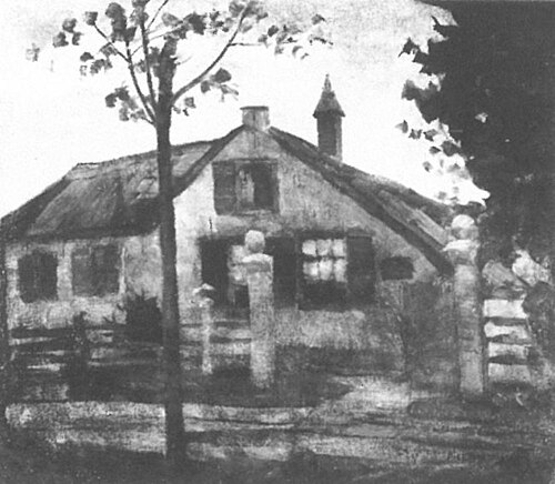 Gabled farmhouse façade with large gateposts, 1901, Piet Mondrian