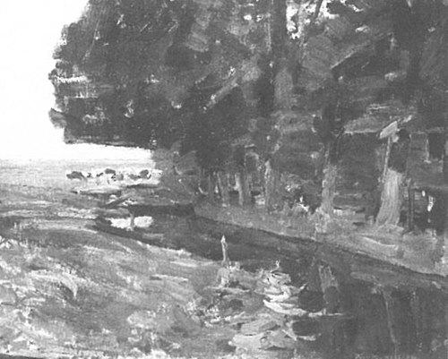 Irrigation ditch with cows and sheltered farm complex, 1903, Piet Mondrian