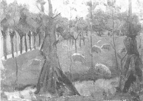 Farmyard with sheep, 1905, Piet Mondrian