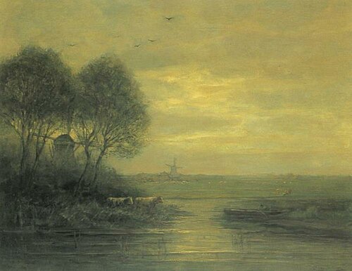Panoramic sunset with two windmills, 1907, Piet Mondrian
