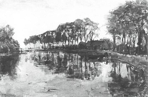 Farmstead with long row of trees on the Gein, 1906, Piet Mondrian