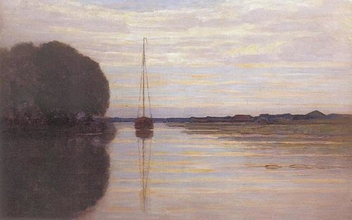 Sailboat moored in a river, 1907, Piet Mondrian