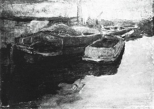 Moored tjalk and other barges, 1905, Piet Mondrian
