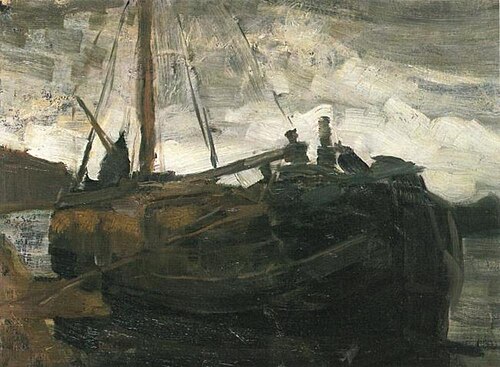 Moored tjalk, 1905, Piet Mondrian