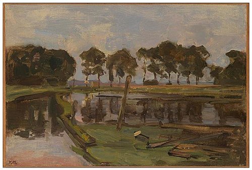 Mooring docks near the Omval, 1906, Piet Mondrian