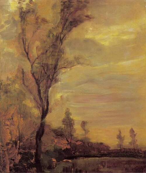 Field with row of trees at left, 1907, Piet Mondrian