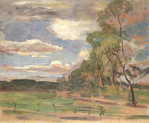 Field with gate and trees at right, 1907, Piet Mondrian