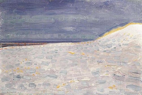 Beach with one pier at Domburg, 1909, Piet Mondrian