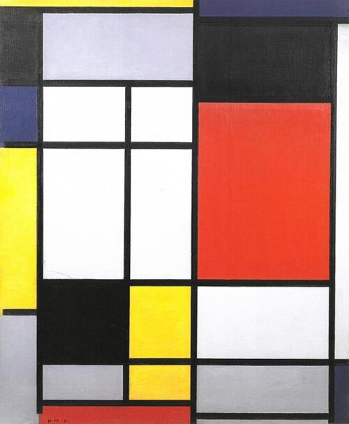 Composition with yellow, blue, black, red, and gray, 1921, Piet Mondrian