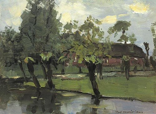 Farmstead with willows on the water, 1903, Piet Mondrian