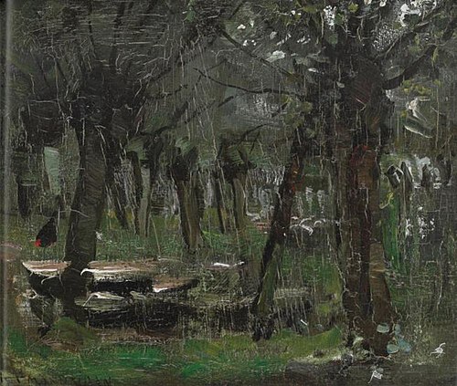 Willow grove with boats near the river Gein, 1903, Piet Mondrian