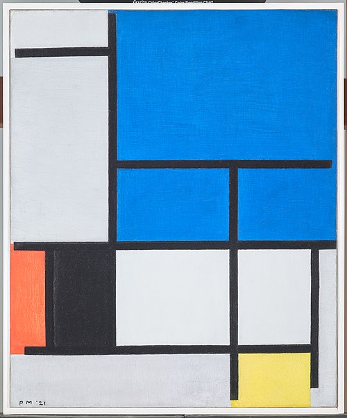 Composition with Large Blue Plane, Red, Black, Yellow, and Gray, 1921, Piet Mondrian