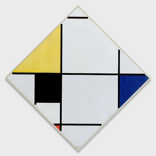 Lozenge Composition with Yellow, Black, Blue, Red, and Gray, 1921, Piet Mondrian