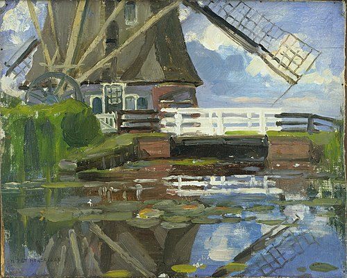 Truncated View of the Broekzijder Mill on the Gein Wings Facing West, 1902, Piet Mondrian