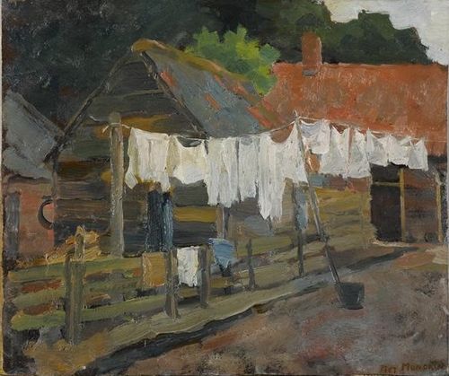 Boerderij met wasgoed aan de lijn, 1894, Piet Mondrian