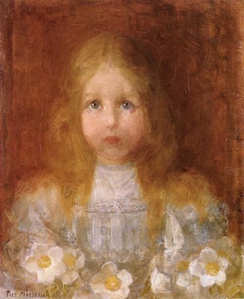 Portrait d'une fille aux fleurs, 1900, Piet Mondrian