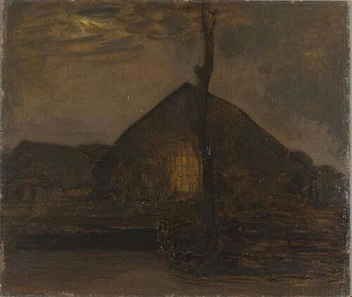 Gabled farm hut in the evening, 1907, Piet Mondrian