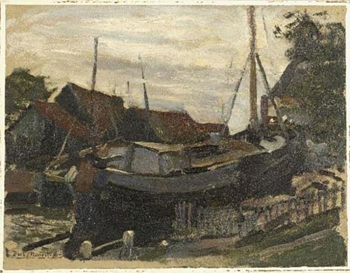 Drydock at Durgerdam, oil sketch, 1895, Piet Mondrian