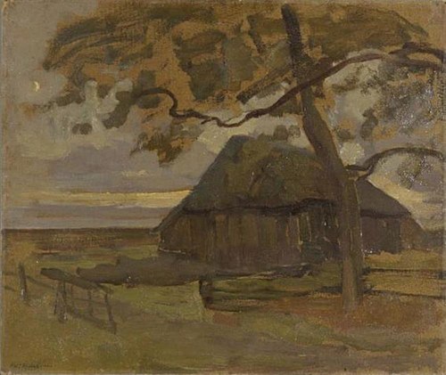 Sheepfold with tree at right, 1907, Piet Mondrian