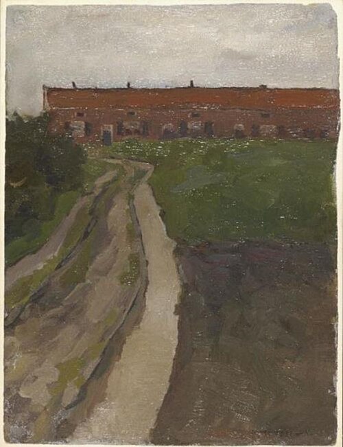 Country lane with row of workers' houses, 1898, Piet Mondrian