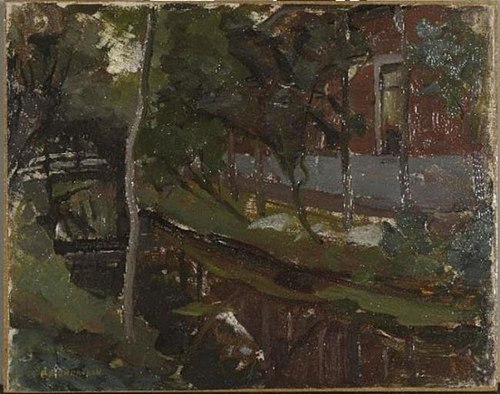 Curved canal with farm building at right, 1902, Piet Mondrian