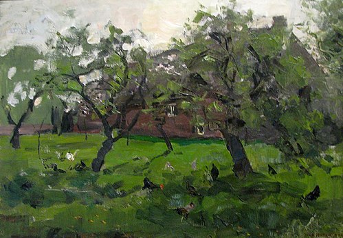 Orchard with chickens, 1901, Piet Mondrian