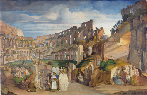 Capuchin Sermon at the Colosseum of Rome, 1822, Johann Anton Ramboux