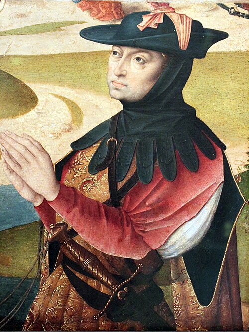 Kneeling donor with hunting clothing, 1522, Jan Baegert