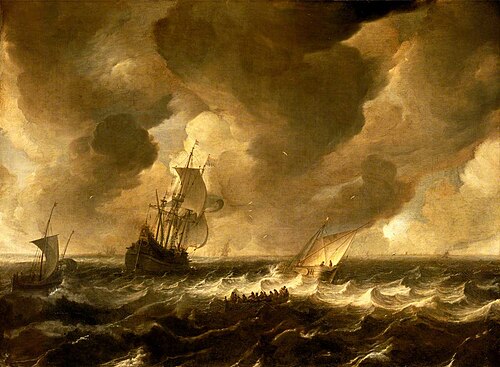 A flute and other vessels off the Dutch coast, , Pieter de Zeelander