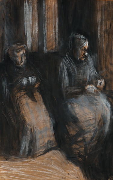 Two Old Women Sitting, 1907, Umberto Boccioni
