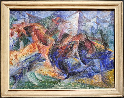 horse  rider group of buildings, 1913, Umberto Boccioni