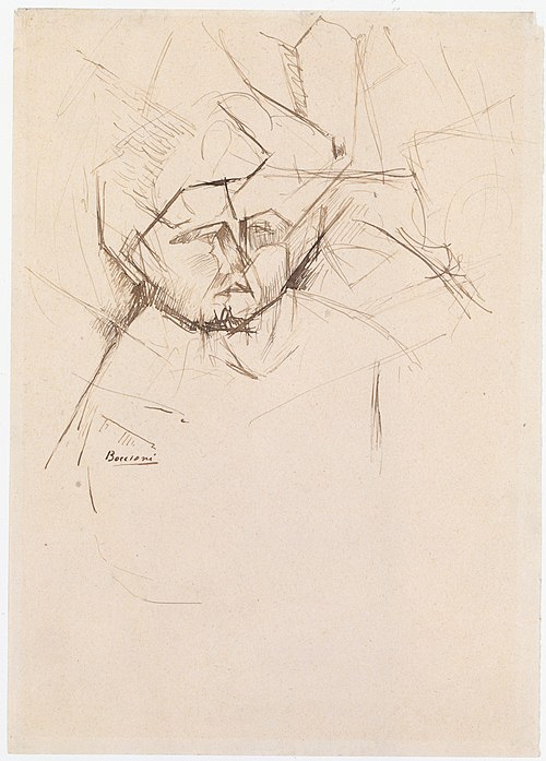 Analytical Study of a Woman's Head Against Buildings, 1911, Umberto Boccioni