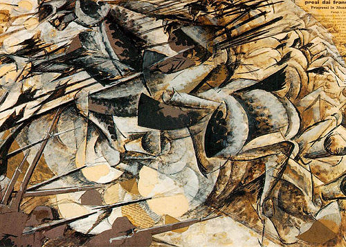 La Charge des lanciers, 1915, Umberto Boccioni