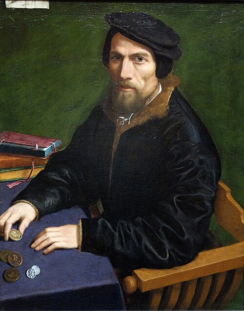 Portrait of a Man with coins, 1540, Giulio Campi