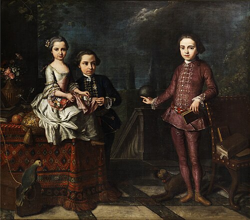 Portrait of three noble children, 1750, Giuseppe Bonito