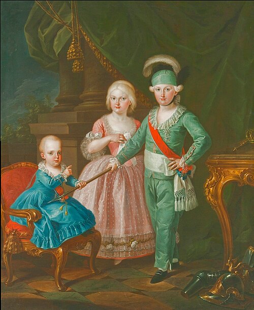 I figli di Carlo di Borbone: Carlo, Maria Luisa, Francesco Saverio, , Giuseppe Bonito