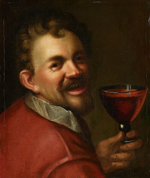 Laughing Man with a Glass of Wine (Self-Portrait), 1595, Hans von Aachen